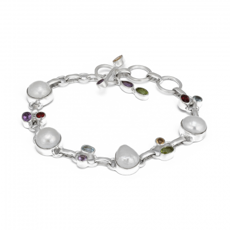 BRATARI - Bratara din argint 925 rodiat , Piatra: perla de cultura, ametist, granat, peridot, citrin, aqua marin ,Culoare : alb si multicolor, Sonis Silver
