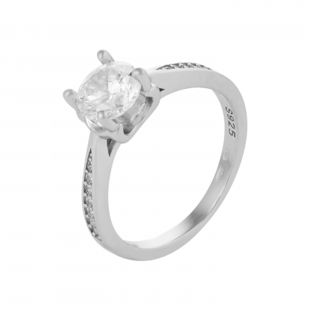 Inele de dama - Inel din argint 925 rodiat, Piatra: zirconia fatetata si cubic zirconia , Culoare : transparenta , Sonis Silver