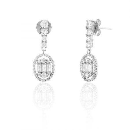 Cercei lungi - Cercei din argint 925 rodiat, Piatra: zirconia fatetata si cubic zirconia, Culoare: transparenta, Sonis Silver