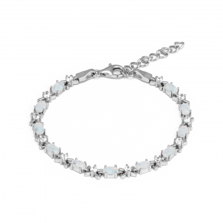 BRATARI - Bratara din argint 925 rodiat, Piatra: opal de laborator si zirconia fatetata, Culoare: alb cu insertii si transparent, Sonis Silver