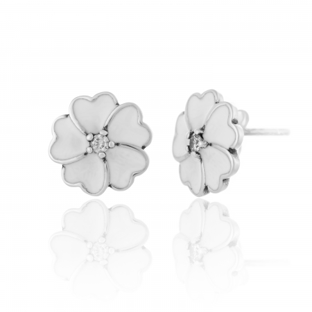 Produse - Cercei din argint 925 rodiat, Piatra: cubic zirconia si email, Culoare: transparenta ,alb, Sonis Silver