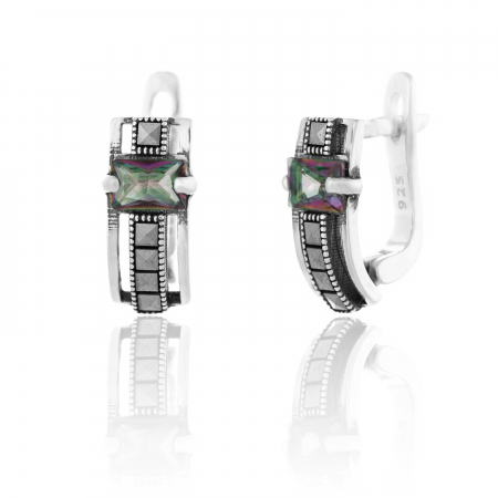 Cercei clasici - Cercei din argint 925 vintage, Piatra: zirconia  fatetata si marcasite, Culoare: multicolor, Sonis Silver