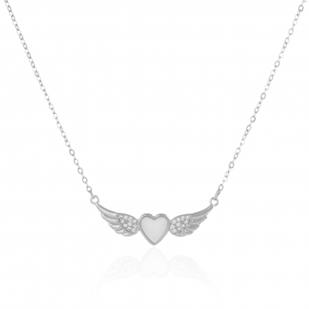 LANTURI CU PANDANTIV - Lant cu pandantiv din argint 925 rodiat ,  Piatra : sidef si cubic zirconia , Culoare : sidef si transparent ,