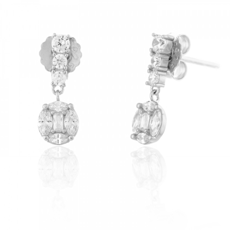 CERCEI - Cercei din argint 925 rodiat, Piatra: cubic zirconia, Culoare: transparenta, Sonis Silver