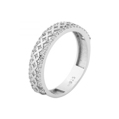 Produse - Inel din argint 925 rodiat , Piatra : cubic zircona , Culoare : transparenta , Sonis Silver