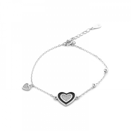 Produse - Bratara din argint 925 rodiat , Piatra : cubic zirconia si email , Ciloare : transparenta si negru , Sonis Silver