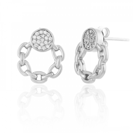 Cercei tip creole - Cercei din argint 925 rodiat, Piatra: cubic zirconia, Culoare: transparenta,  Sonis Silver