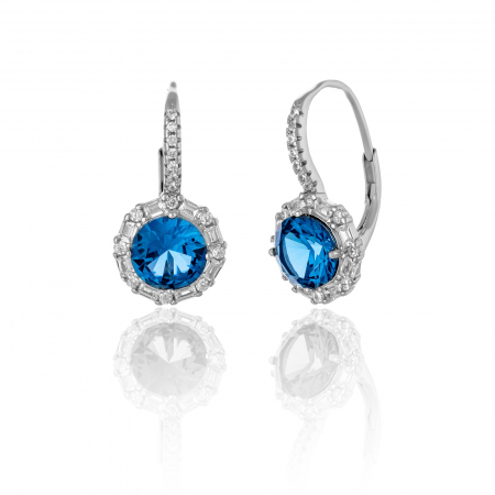 Cercei clasici - Cercei din argint 925 rodiat, Piatra: zirconia fatetata si cubic zirconia, Culoare: albastru, transparent,