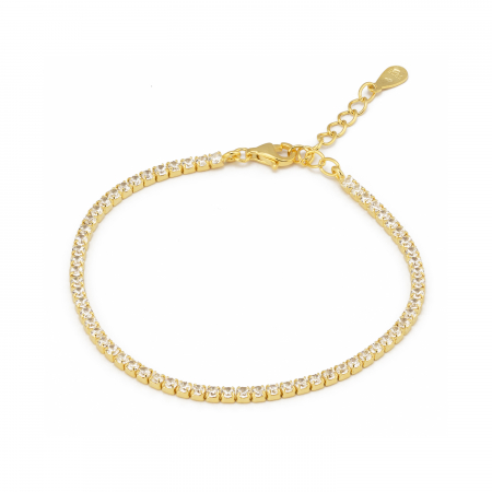 BRATARI - Bratara din argint 925 placat cu aur de 14 kt  , Piatra : zirconia fatetata , Culoare : transparenta , Sonis Silver