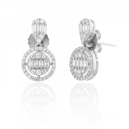 CERCEI - Cercei din argint 925 rodiat, Piatra: zirconia fatetata si  cubic zirconia, Culoare: transparenta, Sonis Silver