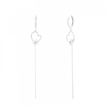 Cercei lungi - Cercei din argint 925 rodiat, Piatra: zirconia fatetata , Culoare: transparenta, Sonis Silver