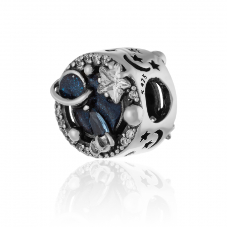 TALISMANE - Talisman din argint 925 rodiat ,Piatra : cubic zirconia ,zirconia fateta si sidef, Culoare : transparent si albastru ,