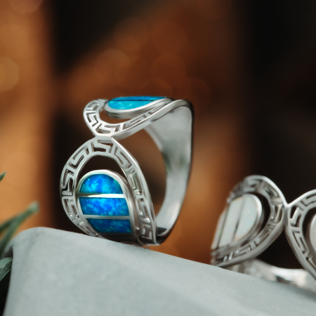 Inel din argint 925 rodiat, Piatra: opal de laborator ,  Culoare: albastru, Sonis  Silver [1]