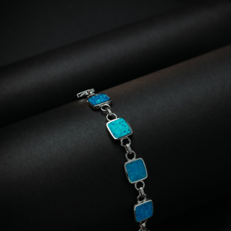 Bratara din argint 925 rodiat, Piatra: opal,  Culoare: albastru, Sonis Silver [1]