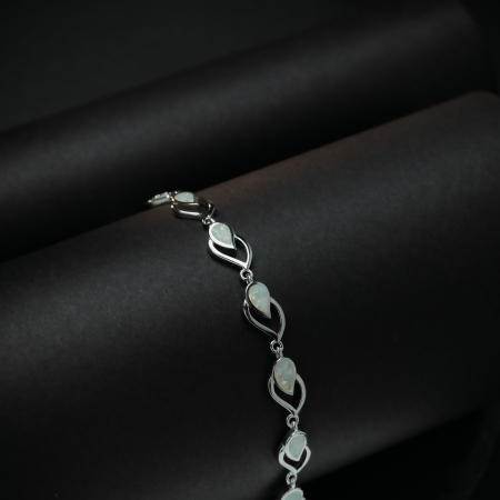 Bratara din argint 925 rodiat, Piatra: opal, Culoare: alb, Sonis Silver [1]