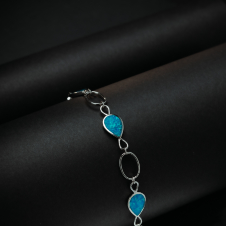 Bratara din argint 925 rodiat, Piatra: opal,  Culoare: albastru, Sonis Silver [1]