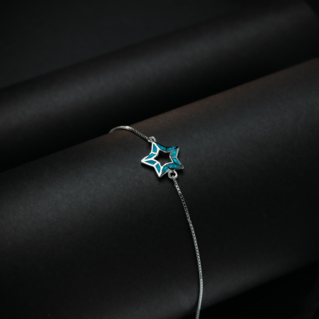 Bratara din argint 925 rodiat , Piatra: opal, Culoare : albastru ,  Sonis Silver [1]