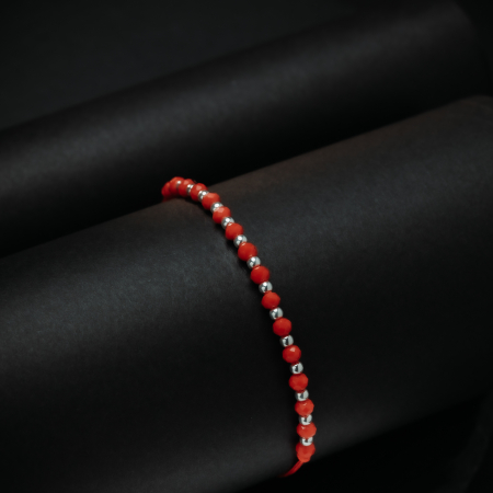 Bratara din argint 925 si snur textil rosu,  Sonis Silver [1]