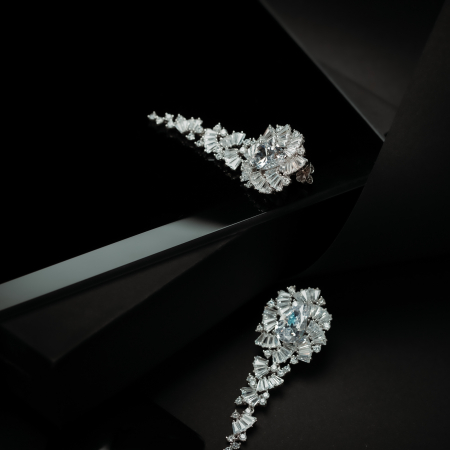 Cercei din argint 925 rodiat, Piatra: zirconia fatetata si cubic zirconia, Culoare: transparenta,Sonis Silver [1]