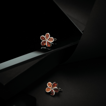Cercei din argint 925 rodiat ,Piatra : opal de foc, Culoare: maro cognac, Sonis Silver [1]