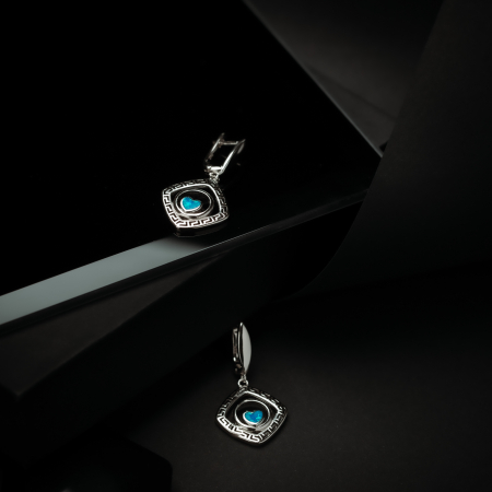 Cercei din argint 925, Piatra: opal de laborator, Culoare: albastru, Sonis Silver [1]