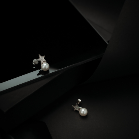 Cercei din argint 925, Tip inchidere: surub, Piatra: perla de laborator si cubic zirconia, Culoare: alb si transparent, Sonis Silver [1]