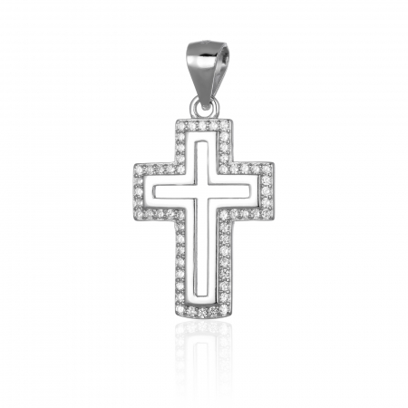 PANDANTIVE TIP CRUCE - Pandantiv " tip cruce " din argint 925 rodiat, Piatra: cubic zirconia, Culoare: transparenta, Sonis Silver
