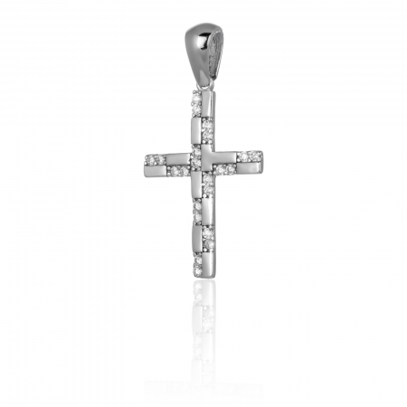 Pandantiv " tip cruce " din argint 925 rodiat,  Piatra: cubic zirconia, Culoare: transparenta, Sonis Silver [0]