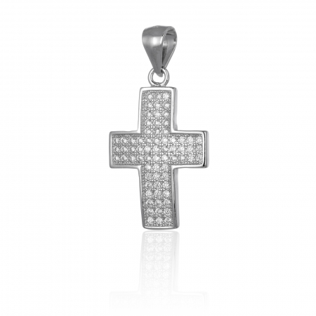 Pandantiv " tip cruce " din argint 925 rodiat,  Piatra: cubic zirconia, Culoare: transparenta, Sonis Silver [0]