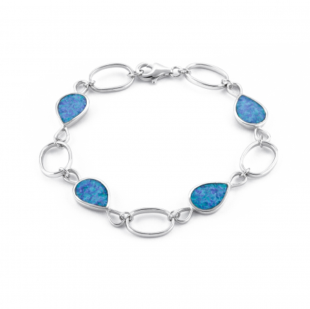 Bratara din argint 925 rodiat, Piatra: opal,  Culoare: albastru, Sonis Silver [0]