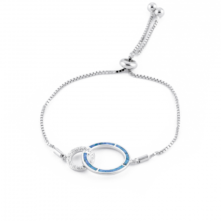 Bratara reglabila  din argint 925 rodiat , Piatra: opal si cubic zirconia, Culoare : albastru si transparent , Sonis Silver [0]