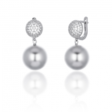 Cercei din argint 925 rodiat, Piatra: cubic zirconia, Culoare: transparenta, Sonis Silver [0]