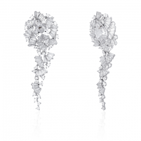 Cercei din argint 925 rodiat, Piatra: zirconia fatetata si cubic zirconia, Culoare: transparenta,Sonis Silver [0]