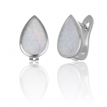 Cercei din argint 925, Tip inchidere: latch back (frantuzeasca), Piatra: opal de laborator, Culoare: alb,Sonis Silver [0]