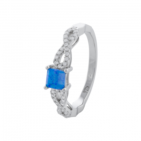 Inel din argint 925 rodiat, Piatra: opal si cubic zirconia, Culoare: albastru si transparent, Sonis Silver [0]