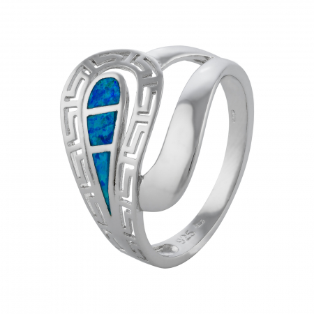 Inel din argint 925, Piatra: opal, Latime banda inelara: 2mm/ 18mm, Culoare: albastru, Cod:945I33 [0]
