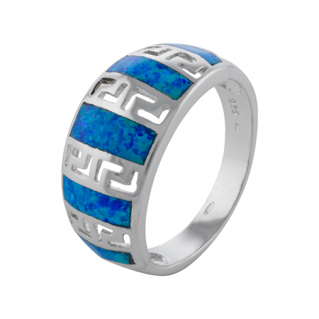 Inel din argint 925, Piatra: opal, Latime banda inelara: 3mm/ 10mm, Culoare: albastru, Cod:955I8 [0]