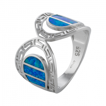 Inel din argint 925, Piatra: opal, Latime banda inelara: 3mm/ 15mm, Culoare: albastru, Cod:969#9I27 [0]