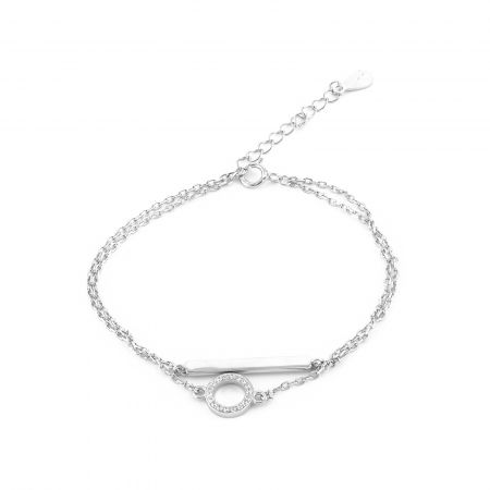 Produse - Bratara cu lant dublu din argint 925 rodiat, Piatra: cubic zirconia, Culoare: transparenta, Sonis Silver