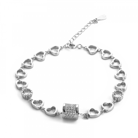 Bratari din argint cu piatra - Bratara din argint 925 rodiat , Piatra: zirconia fatetata si cubic zirconia, Culoare : transparenta ,