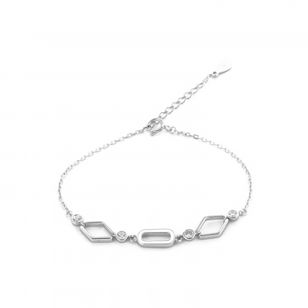 Produse - Bratara din argint 925 rodiat , Piatra : zirconia fatetata si email , Culoare  : transparent si alb, Sonis Silver