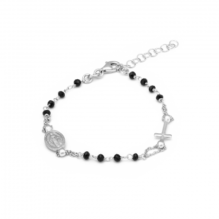 BRATARI - Bratara  tip '' rozariu " din argint 925 rodiat, Piatra : onix fatetat , culoare : negru ,  Sonis Silver