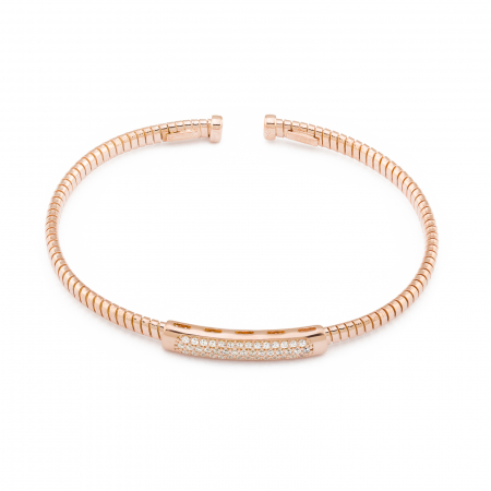 Produse - Bratara fixa  din argint 925 , placat cu aur rose de 14 kt, Piatra :  cubic zirconia , Culoare : transparenta , Sonis Silver