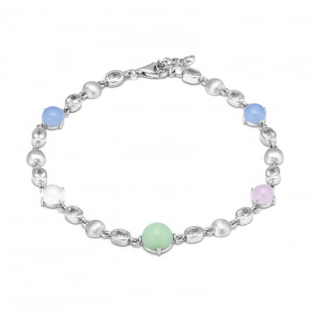Bratari din argint fixe / semifixe - Bratara din argint 925, Piatra: calcedonia si zirconia fatetata, Culoare: multicolor, Sonis Silver