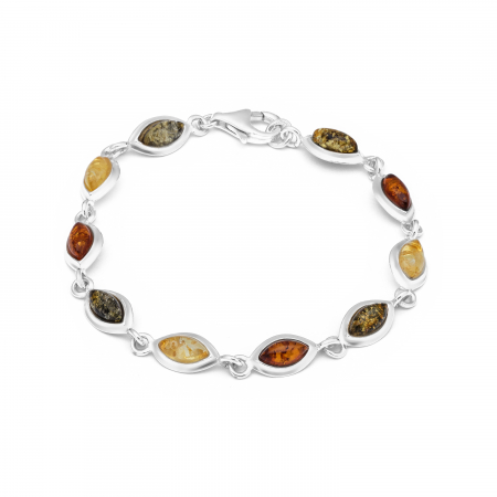 BRATARI - Bratara din argint 925 , Piatra : chihlimbar natural, Culoare: maro cognac, verde, galben miere, Sonis Silver