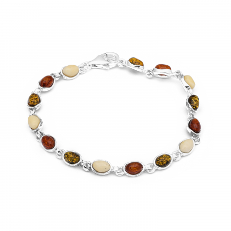 Produse - Bratara din argint 925, Piatra : chihlimbar natural, Culoare: maro cognac, verde, galben , Sonis Silver