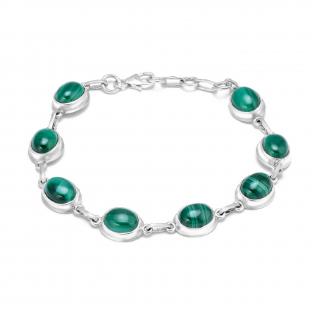 Bratari din argint fixe / semifixe - Bratara din argint 925, Piatra : malachit , Culoare : verde