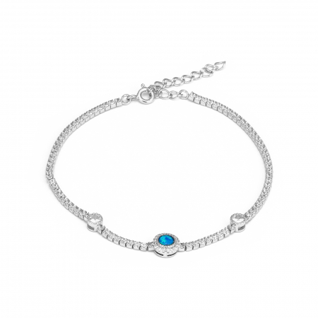 BRATARI - Bratara tip ''Tennis'' din argint 925, Piatra: opal de laborator ,zirconia fatetata si cubic zirconia, Culoare : albastru si transparent ,Sonis Silver