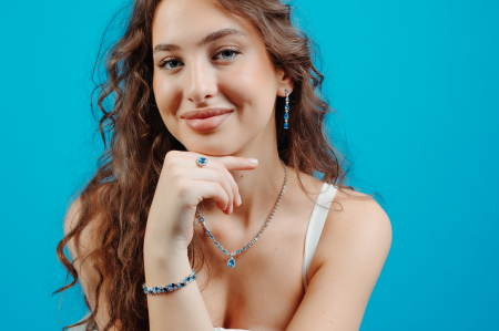 Bratara din argint 925 rodiat , Piatra: zirconia fatetata, Culoare:albastru inchis, albastru deschis si transparent , [3]