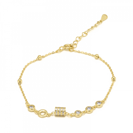 Bratari din argint cu piatra - Bratara din argint 925 placat cu aur de 14 kt, Piatra: zirconia fatetata , Culoare: transparenta, Sonis Silver